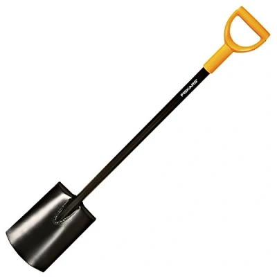 Imagen de Fiskars Pala de Jardín para Suelos blandos y pedregosos, Longitud: 117 cm, Hoja acero adecuada calidad/Mango plástico, Negro/Naranja, Solid, 1003456