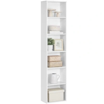 Imagen de VASAGLE Estantería, estantería de 6 estantes para Sala Estar, Estudio, Oficina, Dormitorio, Estilo escandinavo, 40 x 24 178,5 cm, Blanco LBC167T14