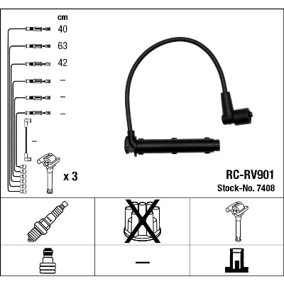 Imagen de NGK 7408 Juego de Cables Encendido 3 ROVER: 45 Hatchback, Berlina