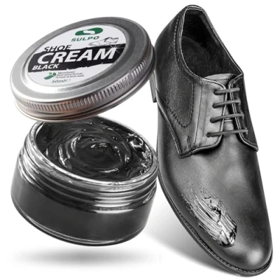 Imagen de SULPO crema zapatos negro betun para cuero con base de agua acondicionador limpiadora zapatillas 50 ml