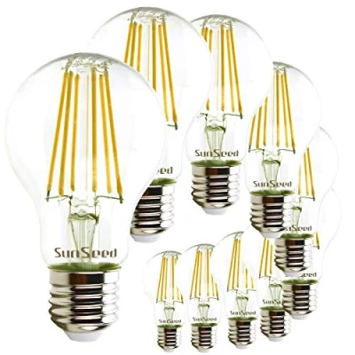 Imagen de SUNSEED 10x Bombilla Estándar Filamento LED E27 9W = 83W Blanco Cálido 2700K