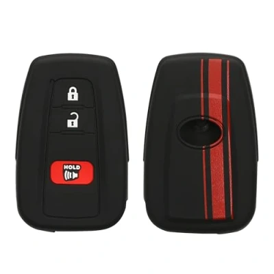 Imagen de kwmobile Carcasa Compatible con Llavero de Toyota Llave Coche 2 Botones Smart Key Funda para Mando Silicona Rojo/Negro