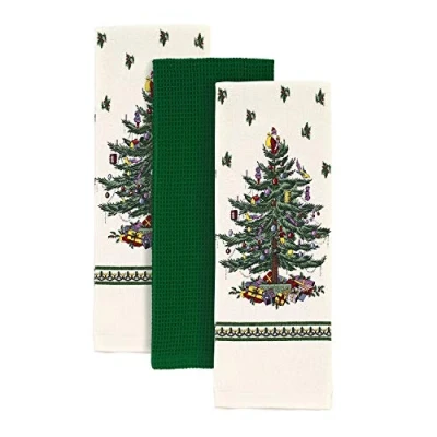 Imagen de Avanti Linens Spode Árbol de Navidad, algodón, Verde, 3 Toallas Cocina