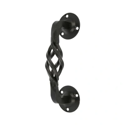Imagen de Amig Manillón para Puertas de Paso o Entrada Modelo 104R 240 mm Manilla con Placa Acero y Tirador Zamak Acabado Negro Incluye Roseta Estilo Rústico Forjado a Mano