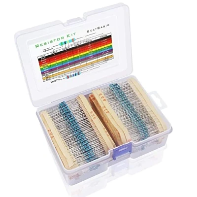 Imagen de Fasizi Kit de resistencias 130 valores, 1% surtidas, 1 ohmio, 3 m, 1/4 W, surtido película metal con caja almacenamiento para proyectos bricolaje