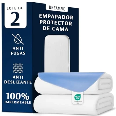 Imagen de Dreamzie Protector Colchon Impermeable e Absorbente 50 x 70 cm Funda Lavable para Incontinencia Lote de 2