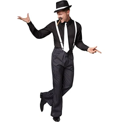 Imagen de TecTake dressforfun Disfraz de Charleston Gentlemen Incl. Corbata Blanca con elástico Goma y Tirantes (XL no. 301613)