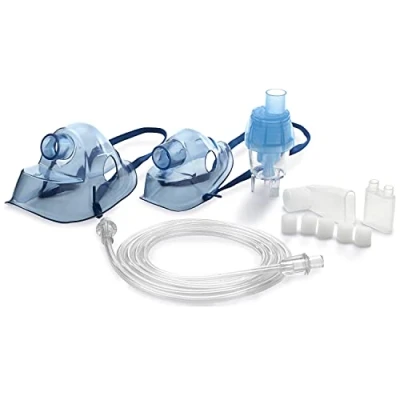 Imagen de Omnibus Fun Accesorios para Inhalador Conjunto de Máscara Niños y Adultos, Nebulizador, Tubo Aire, Boquilla, Filtro, Azul