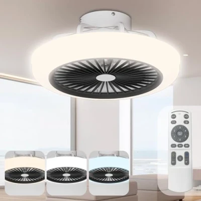 Imagen de Noaton Ventilador de techo con iluminación 11045B Polaris, negro, diámetro 45 cm, LED regulable max. 42 W, 3 temperaturas color, mando a distancia, temporizador, 40 m3/min, para salón dormitorio