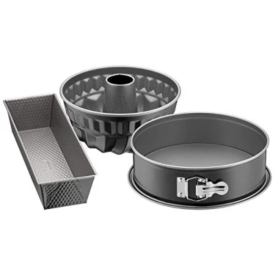 Imagen de Original Kaiser Inspiration Set 3 Moldes para hornear. Juego con molde redondo base desmontable Ø 26 cm, Bundt 22 cm y rectangular 30 gris