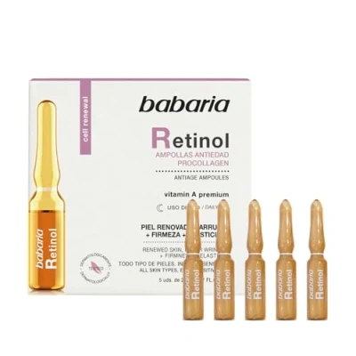 Imagen de Babaria Ampollas Con Retinol Puro Para La Cara Crema 5 Uds De 2ml Faciales Mas Luminosidad E Hidratación Uso Diario Día Y Noche Todo Tipo Pieles