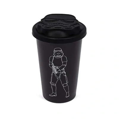 Imagen de Shepperton Design STMTRPTMB Original Stormtrooper Taza de cerámica con Tapa Silicona (Negro)