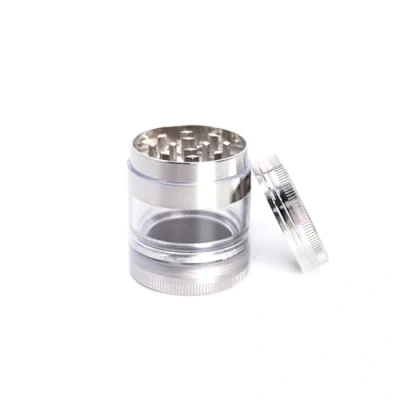 Imagen de HIBRON Grinder Molinillo de Hierbas,Molinillo Especias Aluminio 4 Piezas con Camara Transparente,Con Raspador Polen,Portátil y Antiadherente (1, Plateado)