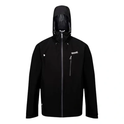 Imagen de Regatta Mens Birchdale Waterproof Breathable Jacket with Hood, Chaquetas impermeables Shell Hombre, Black/Magnet, XXXL