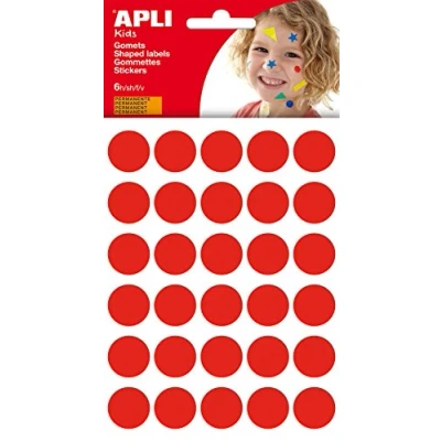 Imagen de APLI Kids 13225 Bolsa de gomets redondos 20 mm, color rojo, 6 hojas