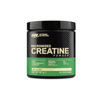 Imagen de Creatina en Polvo Micronizada Optimum Nutrition, de Monohidrato 100% Puro para Rendimiento y Potencia Muscular, Sin Sabor, 55 Porciones, 187 g