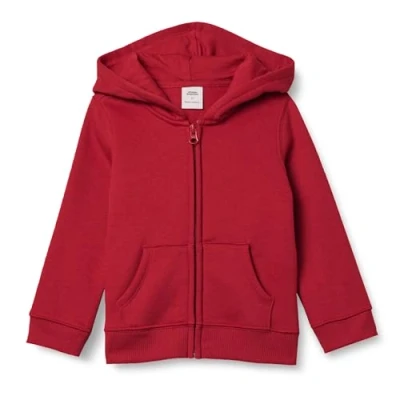 Imagen de Amazon Essentials Sudadera de Forro Polar con Capucha y Cremallera Niña, Rojo, 10 años