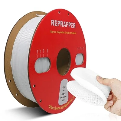 Imagen de RepRapper filamento de TPU 95A 1,75 mm, suave flexible 1 kg, carrete cartón, precisión dimensional +/ 0,03 compatible con la mayoría impresoras FDM, color blanco