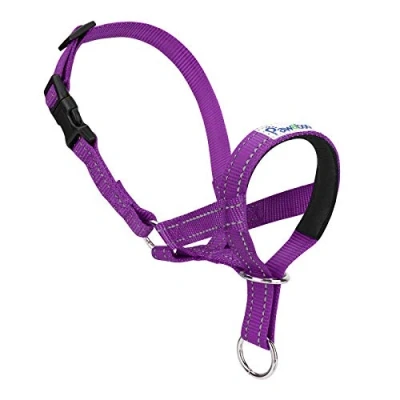 Imagen de Pawaboo Cabestro de Perro Adjustable Reflexivo Loop Pet Dog Head Halter Nilón para Control Mordida/Ajuste Fácil a la Boca, Talla S, Violeta