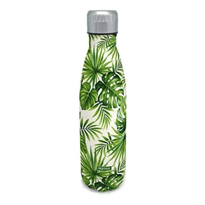Imagen de NERTHUS FIH 510 Termo Doble Pared para frios y Calientes Diseño Palmeras de Acero Inoxidable 500 ml Libre BPA, 18/8, Palma, 0.5 Liters