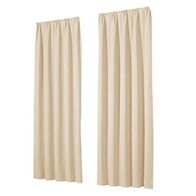 Imagen de heimtexland Cortinas opacas térmicas, juego de 2 unidades, con cinta fruncida, cortina decorativa, aislante contra el frío, protección solar, aislamiento acústico, color negro, 145 x 135 cm (alto