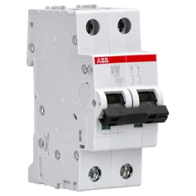 Imagen de Interruptor automático S202 B16, 2P, curva tipo B, 16 A, capacidad de corte máxima 6 kA a 400 VAC (Referencia: ABB 2CDS252001R0165)
