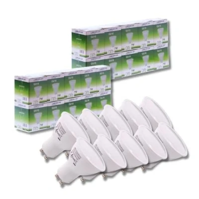 Imagen de Jandei Pack de 20 Bombillas LED GU10 7W (equivalente a 50W), Color Blanco Natural 4200K, 650 Lúmenes, bajo consumo, no regulables, para hogar, oficina, tienda