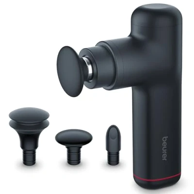 Imagen de Beurer MG 79 Massage Gun Sensitive, Pistola de masaje muscular y compacta con 3 accesorios, suave puntos gatillo para zonas sensibles del cuerpo niveles intensidad