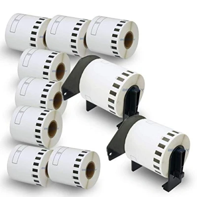 Imagen de BETCKEY 10 Rollos de DK 22212 Cinta Continua Película Plástica Compatible con Brother, 62mm x 15.24m, continuous Etiquetas para Impresoras QL (2 Soportes Etiqueta)