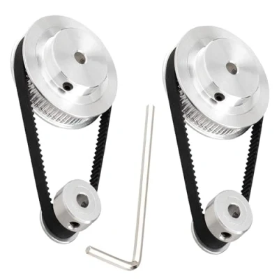 Imagen de TUZUK Juego de 2 piezas rueda síncrona GT2 20 y 80 dientes, polea distribución aluminio 5 mm diámetro con longitud 250 ancho correa 6 (20 80T 5B 6)