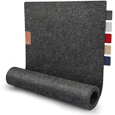 Imagen de Sølmo I Camino de Mesa Sølmo, Fieltro, Gris, 100 x 30 cm, Lavable, con Etiqueta Piel, escandinava, Alfombra Fieltro [Dark Stone]