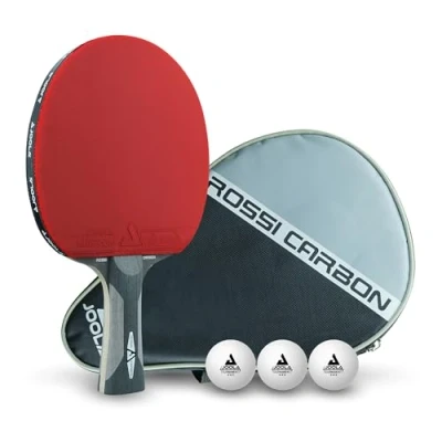 Imagen de Pala Profesional de Tenis Mesa JOOLA Rosskopf Carbon, aprobada por la ITTF, para Jugadores avanzados, Incluye Funda y 3 Pelotas