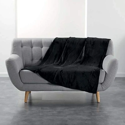Imagen de Douceur d&#039;Intérieur FLANOU Plaid, Poliéster, Negro, 125 x 150 cm