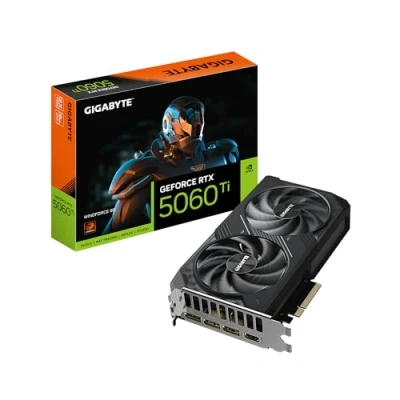 Imagen de Gigabyte GeForce RTX 5060 Ti WINDFORCE 8G Tarjeta Gráfica 8 GB GDDR7, 128 bits, PCI E 5.0, 2572 MHz Frecuencia del núcleo, 3 x DisplayPort, 1 HDMI, GV N506TWF2 8GD