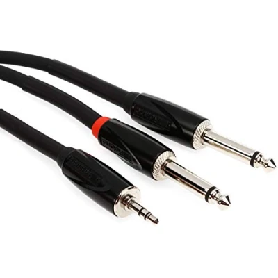 Imagen de Cable de inserción/divisor interconexión la serie Black Roland — TRS 1/8 pulgada a dos conectores 1/4 pulgada, 4,5 m longitud RCC 15 3528