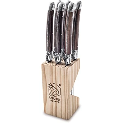 Imagen de Laguiole Style de Vie Premium Line Cuchillo para carne (1,8 mm grosor, 6 piezas, color madera)