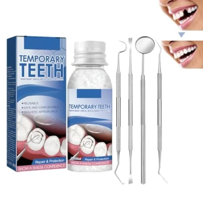 Imagen de Kit de Reparación Dientes,Reparador Perlas Dientes Kit,Kit Dental,Dientes Postizos Temporales,Perlas Temporales para Rotos Faltantes