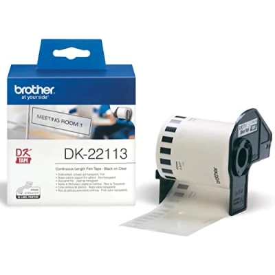 Imagen de Brother DK 22113 Continuous Wide Clear Tape Film 62 mm Etiquetas de Impresora (Transparente, DK, x 15.24 m)