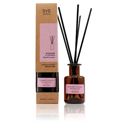Imagen de Ambientador Mikado 100ml. Aroma Ruibarbo y Lavanda. Difusor de Varillas. Esencia para Hogar. Decoración. con Palitos Ratán