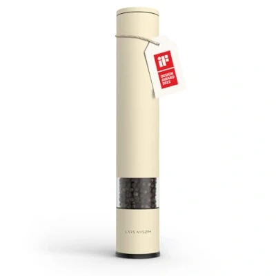 Imagen de LARS NYSØM Molinillo de Sal y Pimienta Manual grande (28,8cm) con cerámica ajustable grueso a fino I especias diseño 1 pieza (Almond Beige)