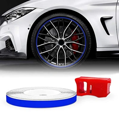 Imagen de 4R Quattroerre.it 10355 Wheel Trim Tiras adhesivas Reflectantes con Aplicador para Llantas de Coche, Azul, 5 mm x 6 mt