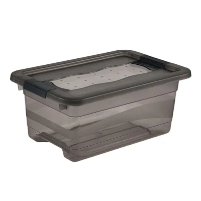 Imagen de keeeper Caja de almacenamiento con tapa y cierre deslizante, 4 L, Transparente, Gris Crystal