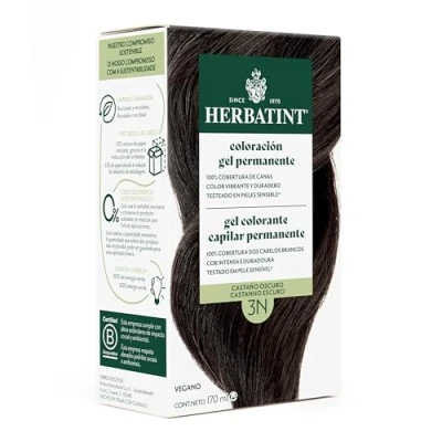 Imagen de Herbatint Tinte Permanente para Cabello 3N Castaño Oscuro 170 ml Sin Amoníaco, 100% Cobertura de Canas Dermatológicamente Probado, con 8 Extractos Naturales