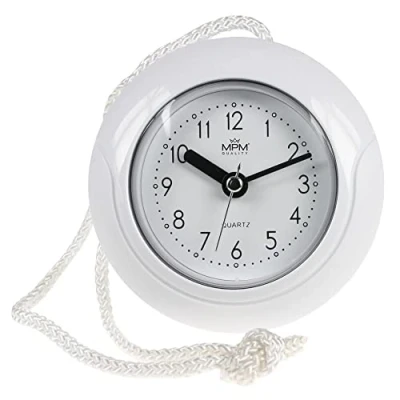 Imagen de MPM Quality Reloj de baño plástico diseño, Movimiento Cuarzo, Resistente al Agua 3 5 ATM, Color Blanco, diámetro 135 mm, Adecuado también para Exteriores y como baño, Piscina,