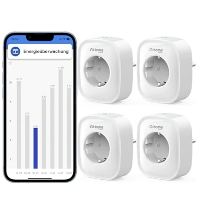 Imagen de GHome Smart Enchufe Inteligente,Enchufe Wi Fi Medidor Consumo,Compatible con Alexa y Google Home,Tomada Inteligente Programable Temporizador,Control Remoto por Voz APP,16A 3680W,Un Par