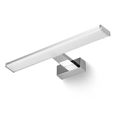 Imagen de Popp Aplique LED de Espejo para Baño Instaracion en Pared 40CM 220V 8W Luz neutra 4000K Prueba Agua IP44 Aluminio Cromado y PC Blanco (4000K, 8W)