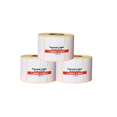 Imagen de Labex Label rollo etiquetas termicas 45x25 mm zebra 3 rollos: 3.000 para impresora térmica zebra/etiquetas codigo barras