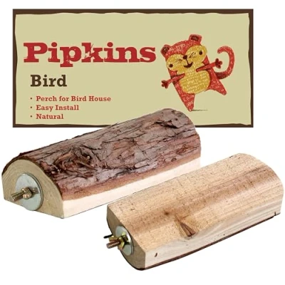 Imagen de Pipkins Percha de madera natural, paquete 2, 17 cm, palos para jaula pajaros