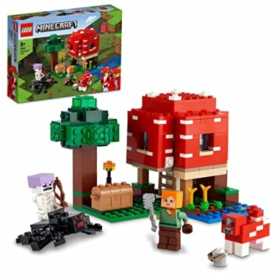 Imagen de LEGO Minecraft La Casa Champiñón, Juguete de Construcción, Idea Regalo para Niños y Niñas 8 Años o Más con Figuras Alex, Champiñaca Jinete Arácnido 21179
