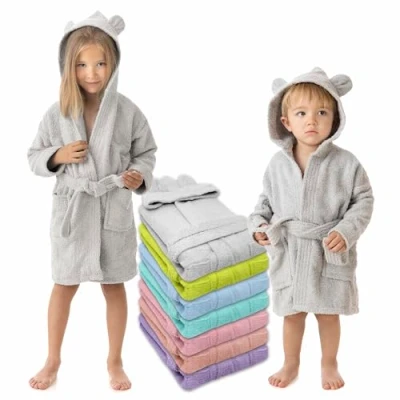 Imagen de LEBENGOOD Albornoz Niños Niñas unisex, Infantil con Orejas 100% Algodón OEKO TEX® 2 Bolsillos, Cinturón, Capucha, Albornoces e Niño niña, adolescente (Oreja Perla 7 8)